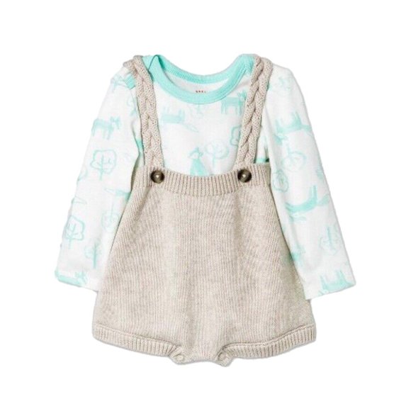 Cat & Jack Other - Baby Cat & Jack Knit Woodland Romper Sizes NB, 18M - 2-Pc Shorts & Shirt Outfit